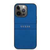 Guess iPhone 13 Pro -suojakuori Hot Stamp Metal Logo, sininen