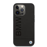 BMW iPhone 13 Pro -suojakuori Hot Stamp Metal Logo, musta