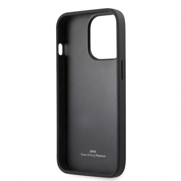 BMW iPhone 13 Pro -suojakuori Hot Stamp Metal Logo, musta
