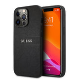 Guess iPhone 13 Pro -suojakuori Hot Stamp Metal Logo, musta