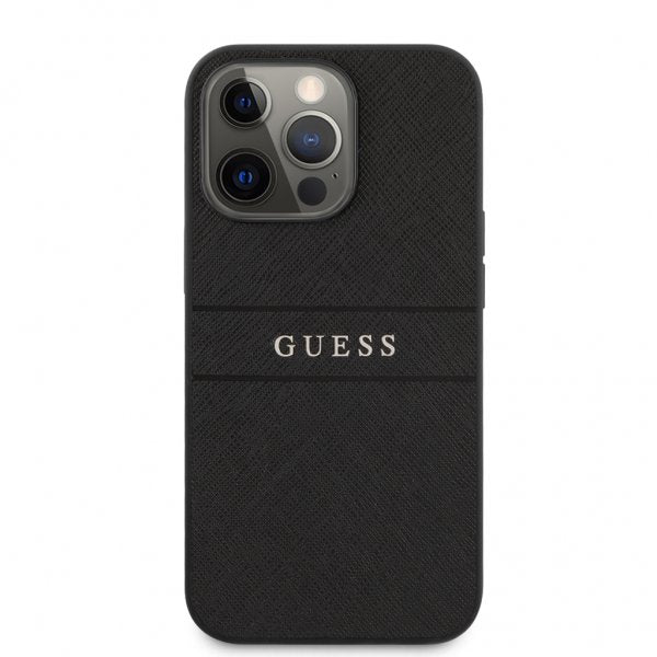 Guess iPhone 13 Pro -suojakuori Hot Stamp Metal Logo, musta
