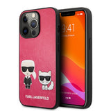 Karl Lagerfeld iPhone 13 Pro -suojakuori Karl & Choupette Embossed Fuschia
