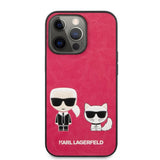 Karl Lagerfeld iPhone 13 Pro -suojakuori Karl & Choupette Embossed Fuschia