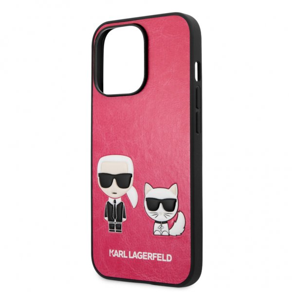 Karl Lagerfeld iPhone 13 Pro -suojakuori Karl & Choupette Embossed Fuschia