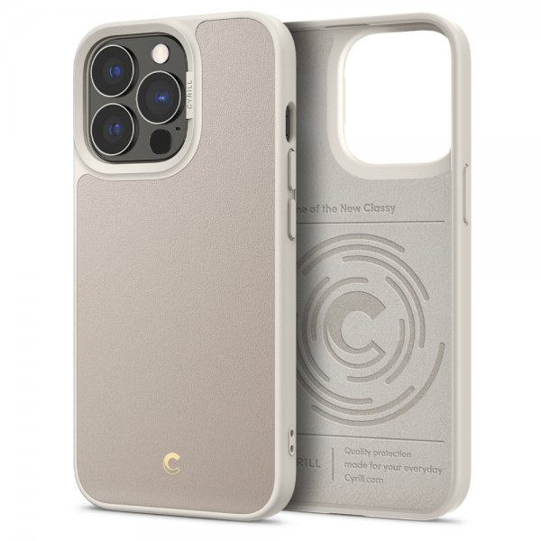 Cyrill iPhone 13 Pro kuori, nahkaa, Brick Cream