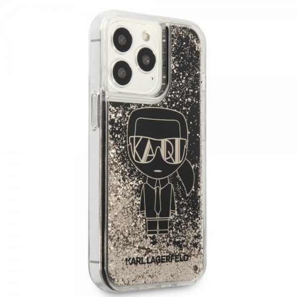Karl Lagerfeld iPhone 13 Pro Suojakuori Liquid Glitter Gatsby Musta