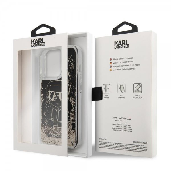 Karl Lagerfeld iPhone 13 Pro Suojakuori Liquid Glitter Gatsby Musta