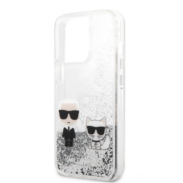 Karl Lagerfeld iPhone 13 Pro Suojakuori Liquid Glitter Hopea
