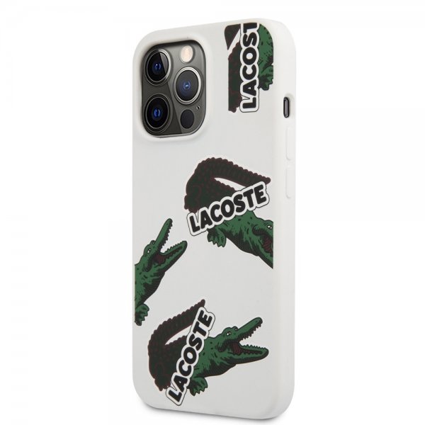 Lacoste iPhone 13 Pro -suojakuori Liquid Silicone Allover Pattern White
