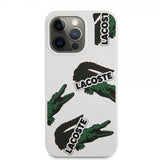 Lacoste iPhone 13 Pro -suojakuori Liquid Silicone Allover Pattern White