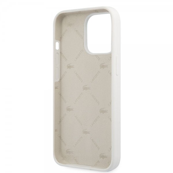 Lacoste iPhone 13 Pro -suojakuori Liquid Silicone Allover Pattern White