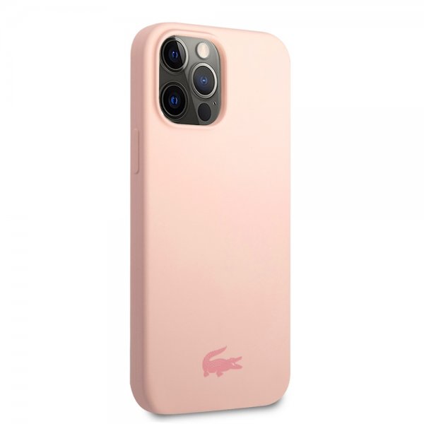 Lacoste iPhone 13 Pro -kuori, Liquid Silicone Glossy Logo, vaaleanpunainen