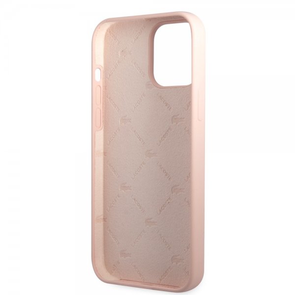 Lacoste iPhone 13 Pro -kuori, Liquid Silicone Glossy Logo, vaaleanpunainen