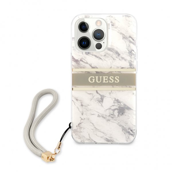 Guess iPhone 13 Pro -suojakuori Marble Design Stripe Harmaa