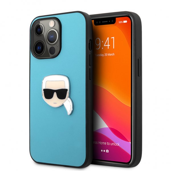 Karl Lagerfeld iPhone 13 Pro -suojakuori, metallilogo, sininen