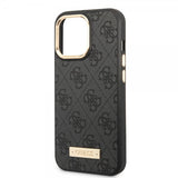 Guess iPhone 13 Pro -suojakuori, Metal Plate Logo MagSafe, musta