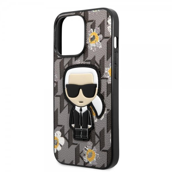 Karl Lagerfeld iPhone 13 Pro kuori, Monogram Iconic Patch, harmaa