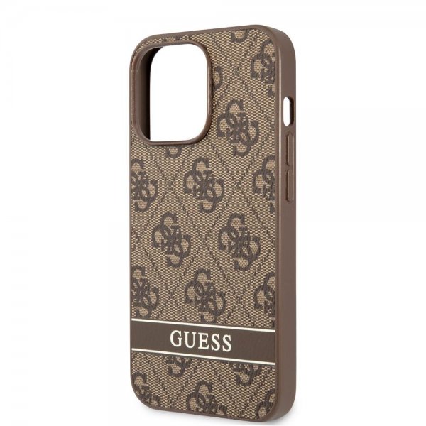 Guess iPhone 13 Pro kuori, Printed Stripe Bottom Brown