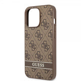 Guess iPhone 13 Pro kuori, Printed Stripe Bottom Brown