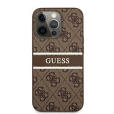 Guess iPhone 13 Pro -suojakuori, Printed Stripe, ruskea