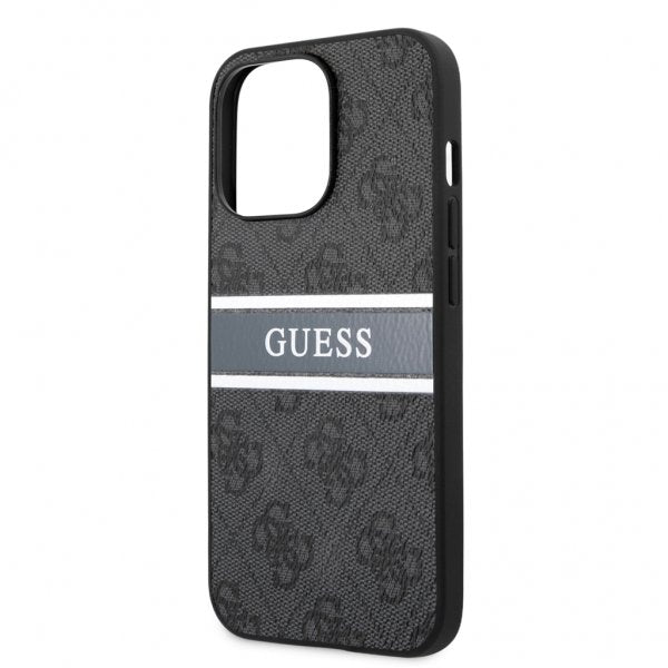 Guess iPhone 13 Pro -suojakuori Printed Stripe, harmaa