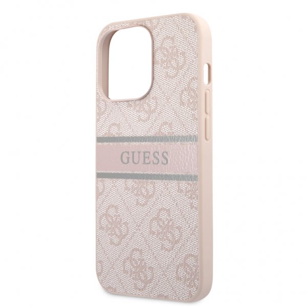 Guess iPhone 13 Pro -suojakuori Printed Stripe, pinkki