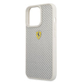 Ferrari iPhone 13 Pro -kuori, aitoa hiilikuitua, metallilogo, hopea