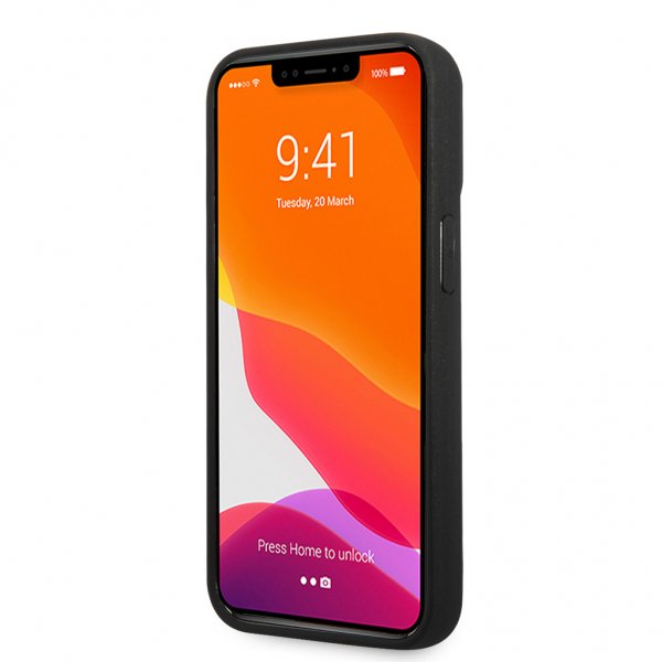 Ferrari iPhone 13 Pro -suojakuori, aitoa hiilikuitua, metallilogolla, musta