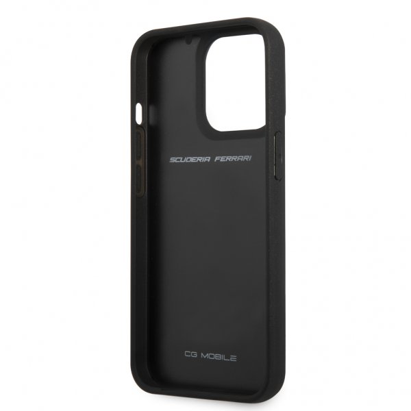 Ferrari iPhone 13 Pro -suojakuori, aitoa hiilikuitua, metallilogolla, musta