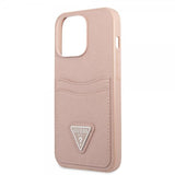 Guess iPhone 13 Pro Saffiano Double Cardslot -kuori, pinkki