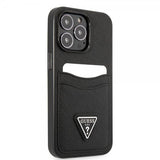 Guess iPhone 13 Pro Saffiano Double Cardslot -kuori, musta