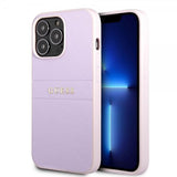 Guess iPhone 13 Pro Saffiano Metal Logo -suojakuori, violetti