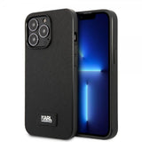 Karl Lagerfeld iPhone 13 Pro -kuori Saffiano Metal Plaque musta