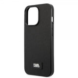 Karl Lagerfeld iPhone 13 Pro -kuori Saffiano Metal Plaque musta