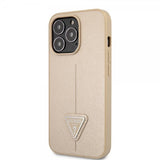 Guess iPhone 13 Pro Saffiano Metal Triangle Beige -suojakuori