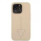 Guess iPhone 13 Pro Saffiano Metal Triangle Beige -suojakuori