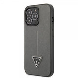 Guess iPhone 13 Pro Saffiano Metal Triangle Silver -suojakuori