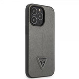 Guess iPhone 13 Pro Saffiano Metal Triangle Silver -suojakuori
