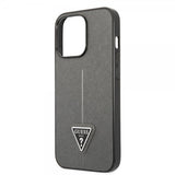 Guess iPhone 13 Pro Saffiano Metal Triangle Silver -suojakuori