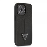 Guess iPhone 13 Pro Saffiano Metal Triangle Suoja Musta