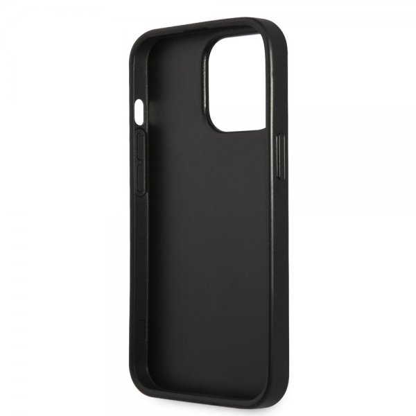 Guess iPhone 13 Pro Saffiano Metal Triangle Suoja Musta