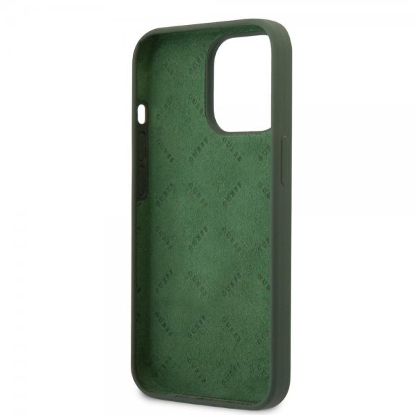 Guess iPhone 13 Pro -silikonikuori, metallilogo 4G, vihreä