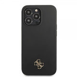 Guess iPhone 13 Pro -silikonikuori, metallilogo, 4G, musta