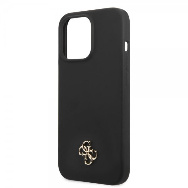 Guess iPhone 13 Pro -silikonikuori, metallilogo, 4G, musta
