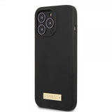 Guess iPhone 13 Pro -silikonikuori, metallilevy, MagSafe, musta
