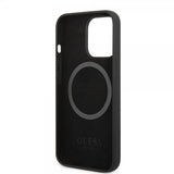 Guess iPhone 13 Pro -silikonikuori, metallilevy, MagSafe, musta