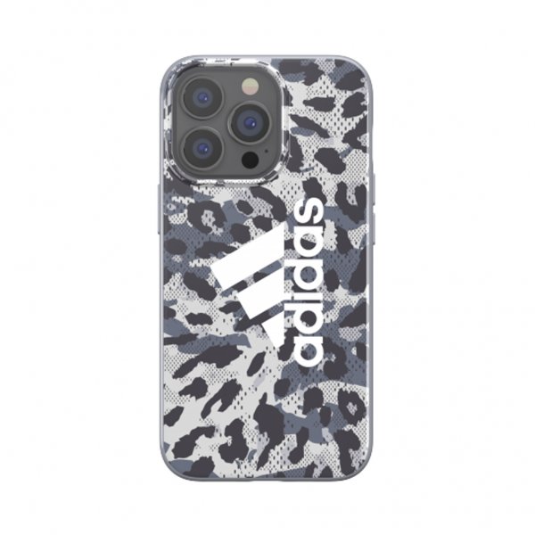 Adidas iPhone 13 Pro kuori, Snap Case Leopardinharmaa