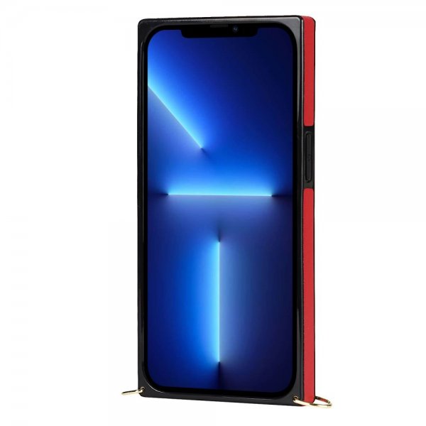 iPhone 13 Pro Square -suojakuori hihnalla, punainen