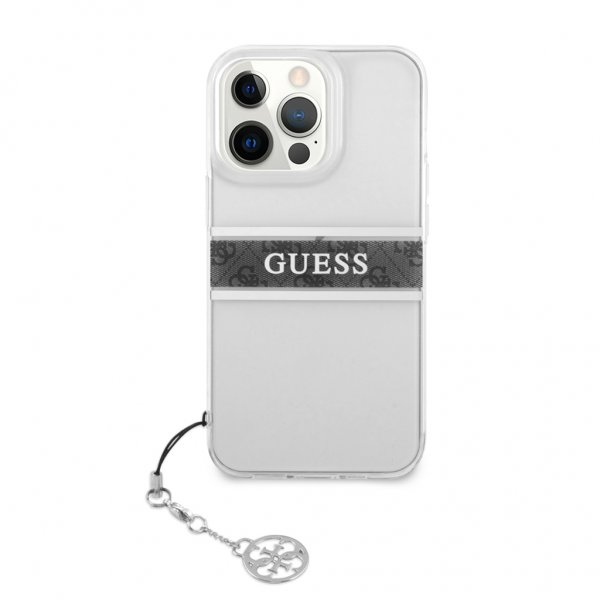 Guess iPhone 13 Pro -suojakuori Stripe Charm, harmaa