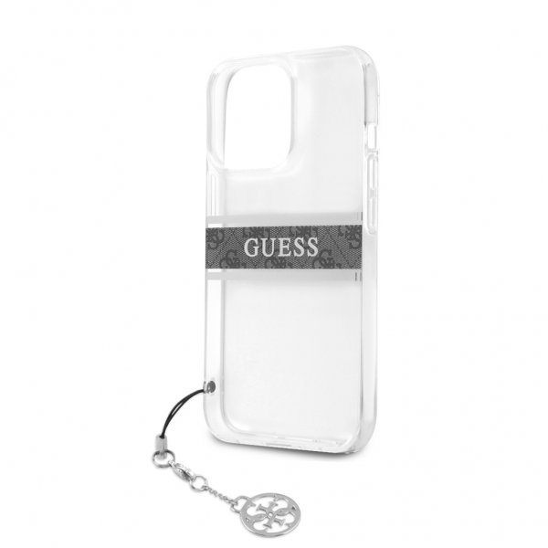 Guess iPhone 13 Pro -suojakuori Stripe Charm, harmaa